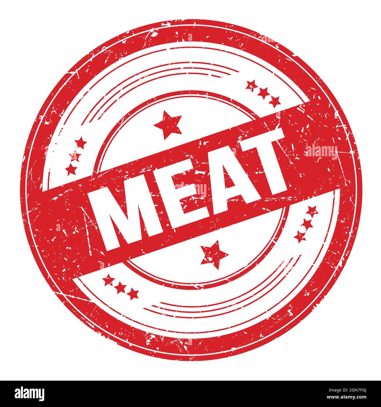 MEAT text on red round grungy texture stamp Stock Photo - Alamy