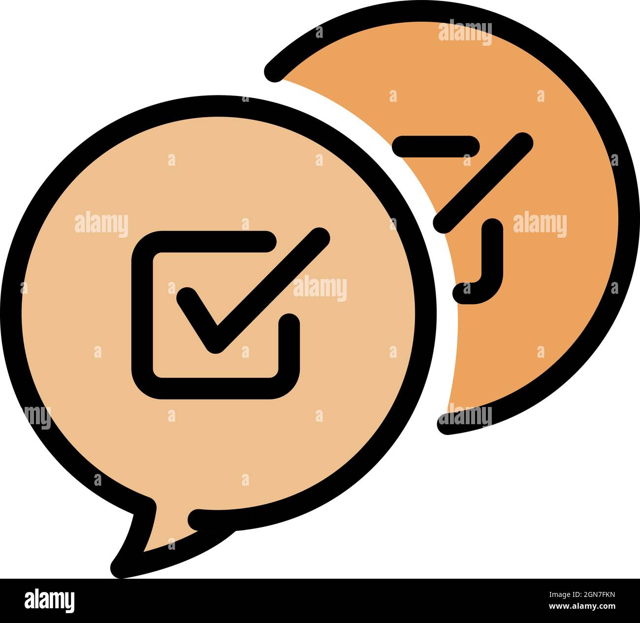 Checkbox in chat bubbles icon. Outline checkbox in chat bubbles vector ...
