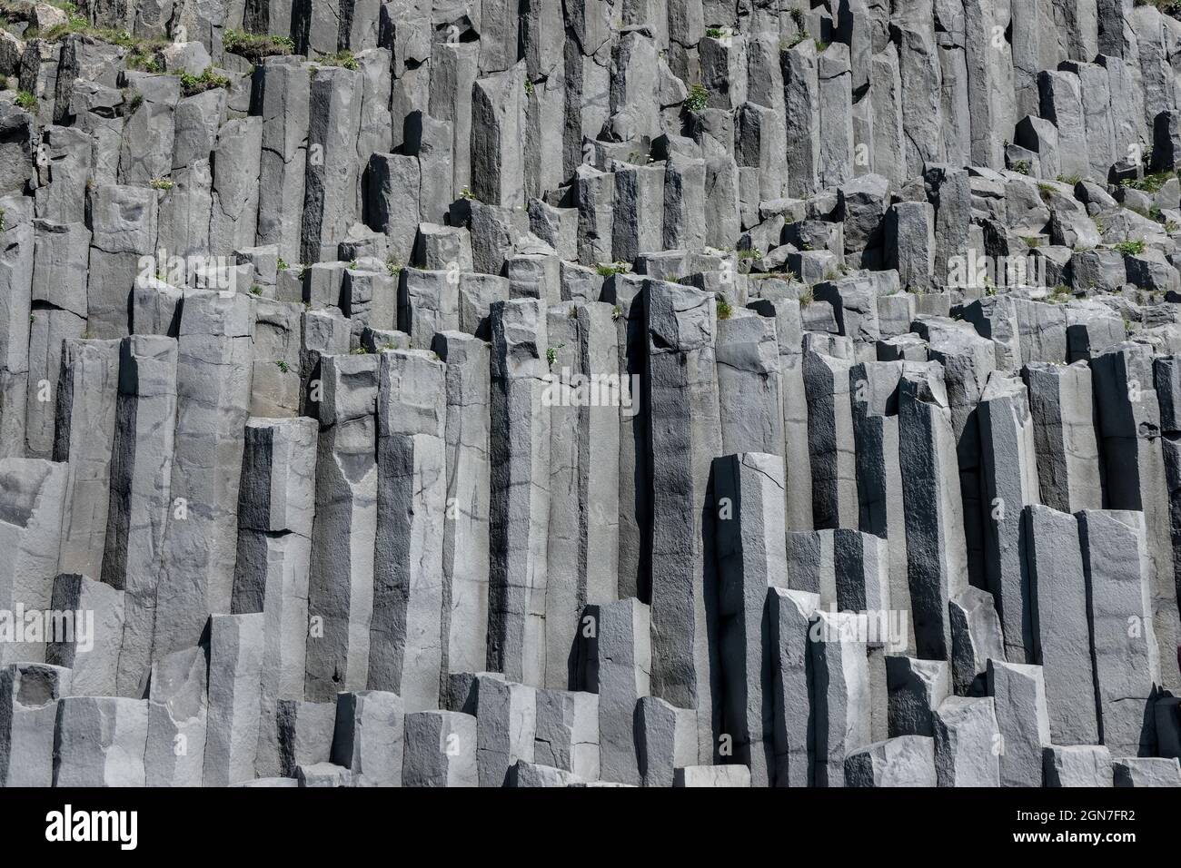 Basaltic columns cave on Reynisfjara beach in Iceland Stock Photo