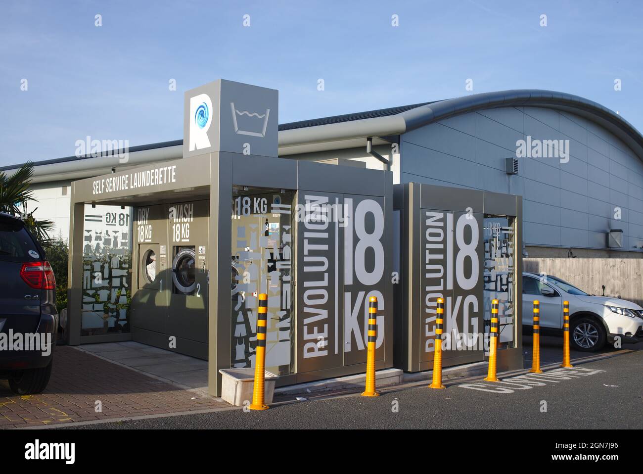 Self Service Launderette at road services station Stock Photo Alamy