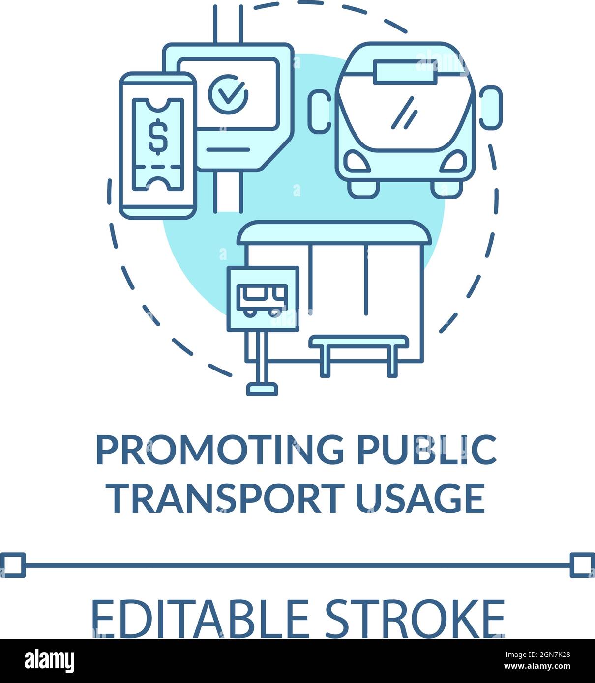 Promoting public transport usage concept icon Stock Vector