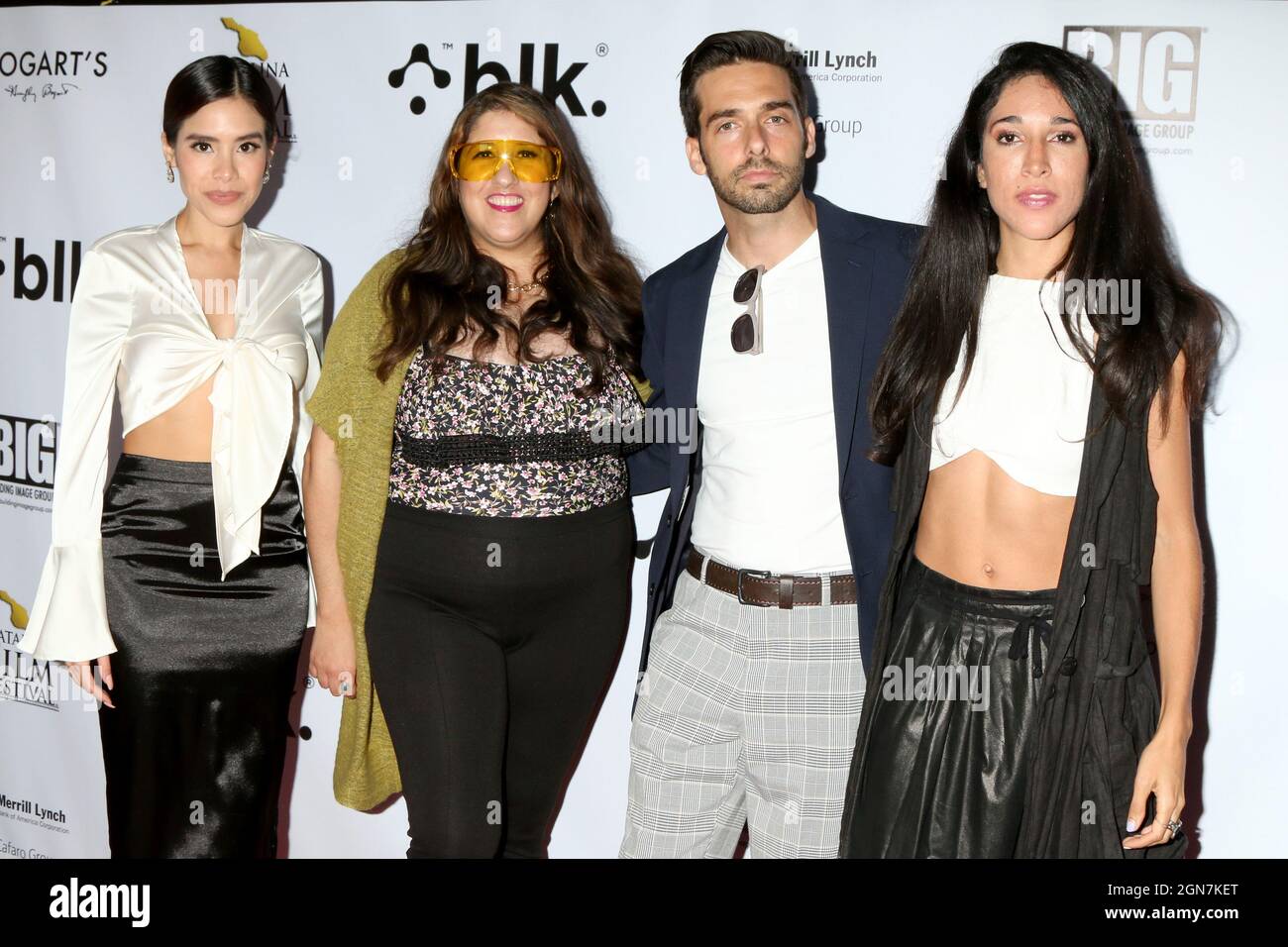 LOS ANGELES - SEP 19:  Claudia Serven, Maylen Calienes, Miguel Angel Ferrer, Daniela Azuaje at the Catalina Film Fest at Long Beach - Sunday Filmmakers Red Carpet , at the Scottish Rite Event Center on September 19, 2021 in Long Beach, CA (Photo by Katrina Jordan/Sipa USA) Stock Photo