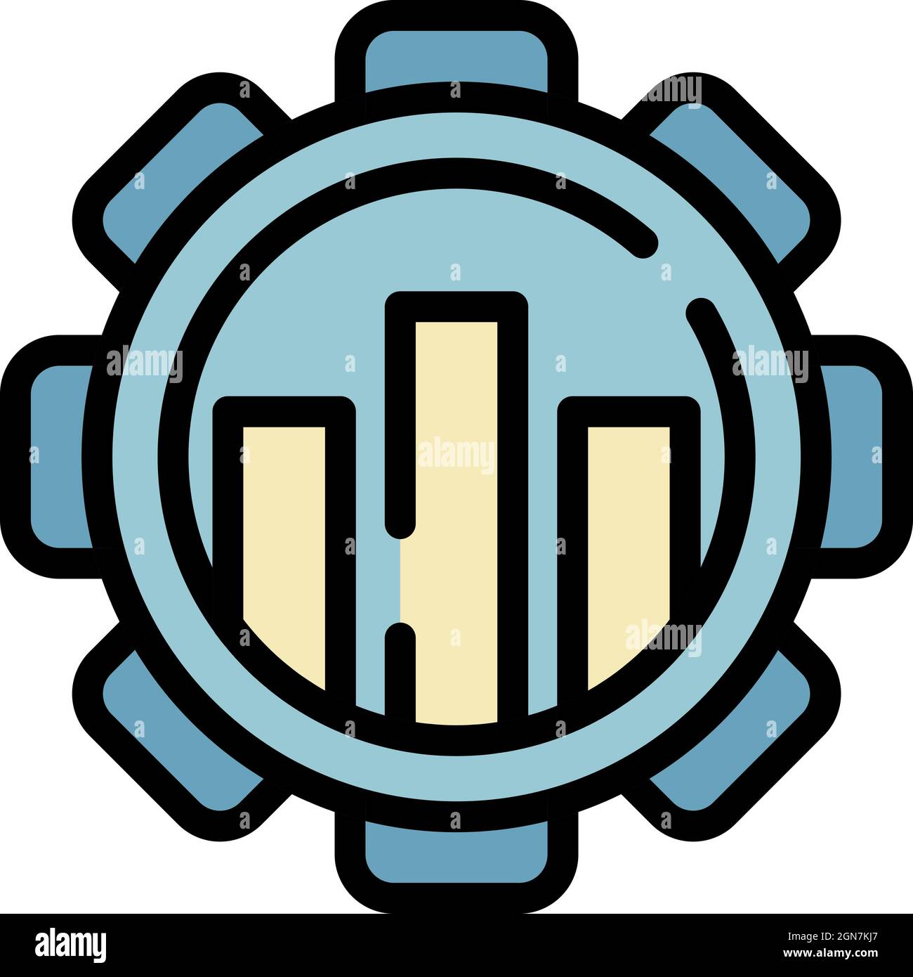 Gear rating chart icon. Outline gear rating chart vector icon color