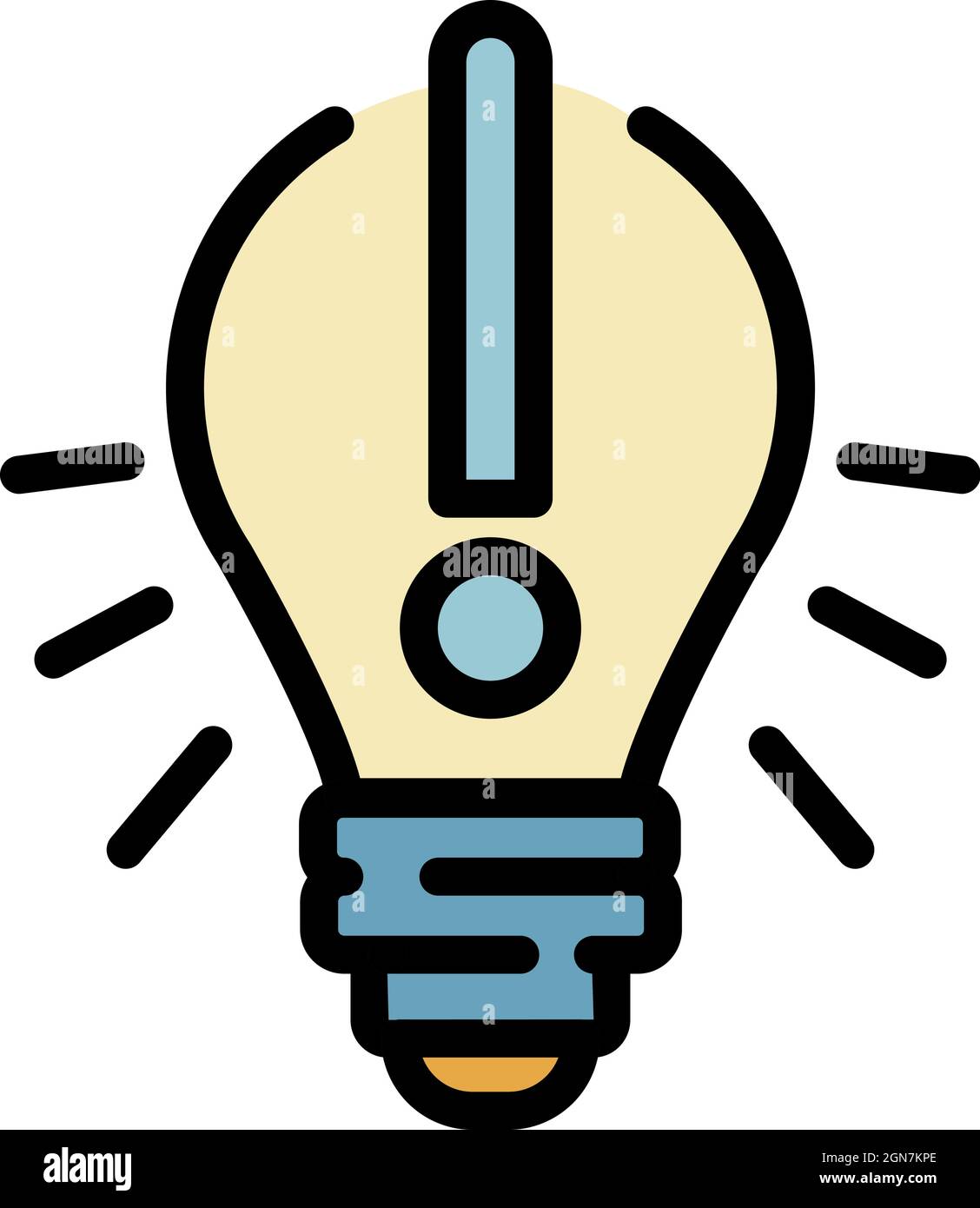 Light bulb exclamation mark icon. Outline light bulb exclamation mark