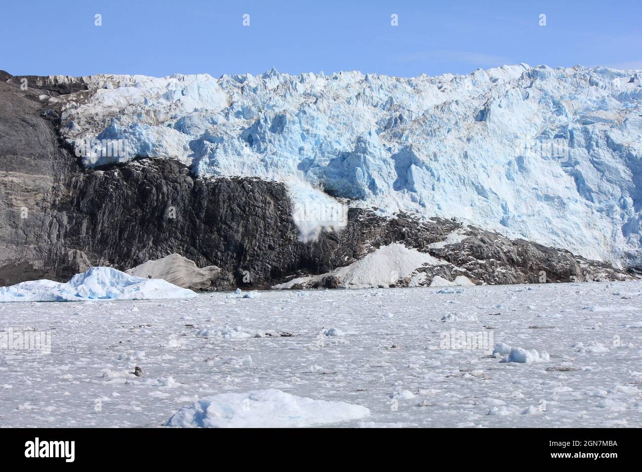 Glacier tongue of overwhelming Eqip Sermia, Greenland Stock Photo