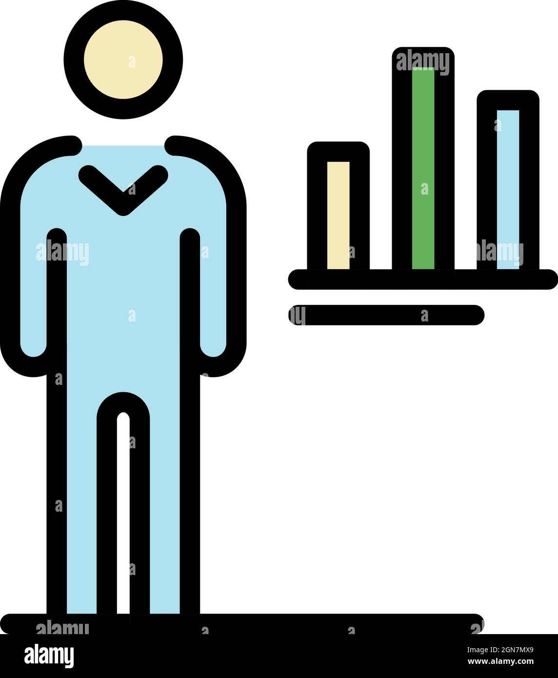 Man target chart icon. Outline man target chart vector icon color flat isolated Stock Vector ...