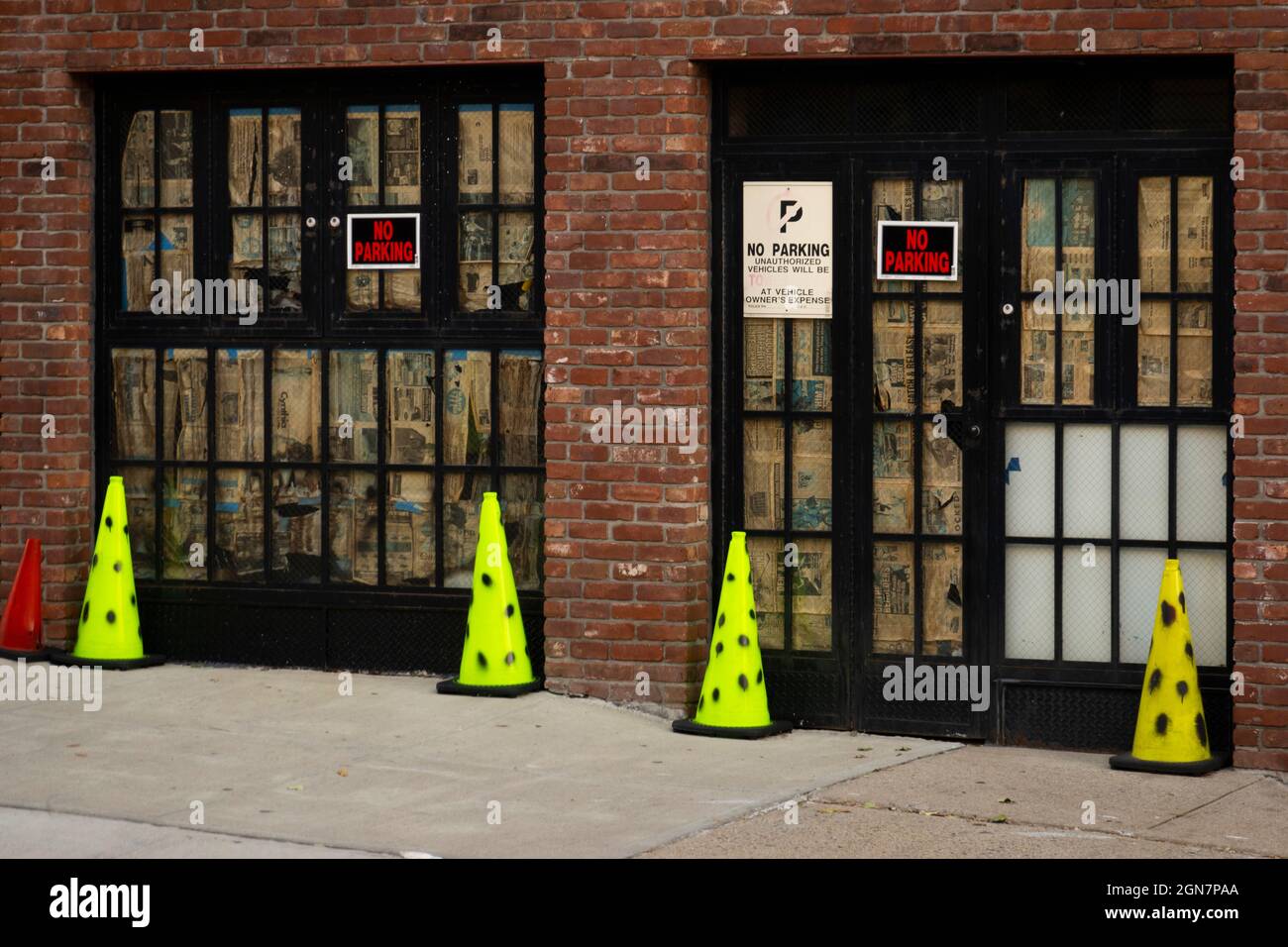 no parking signs in front of garage construction Greenwood heights Brooklyn NYC Stock Photo Alamy