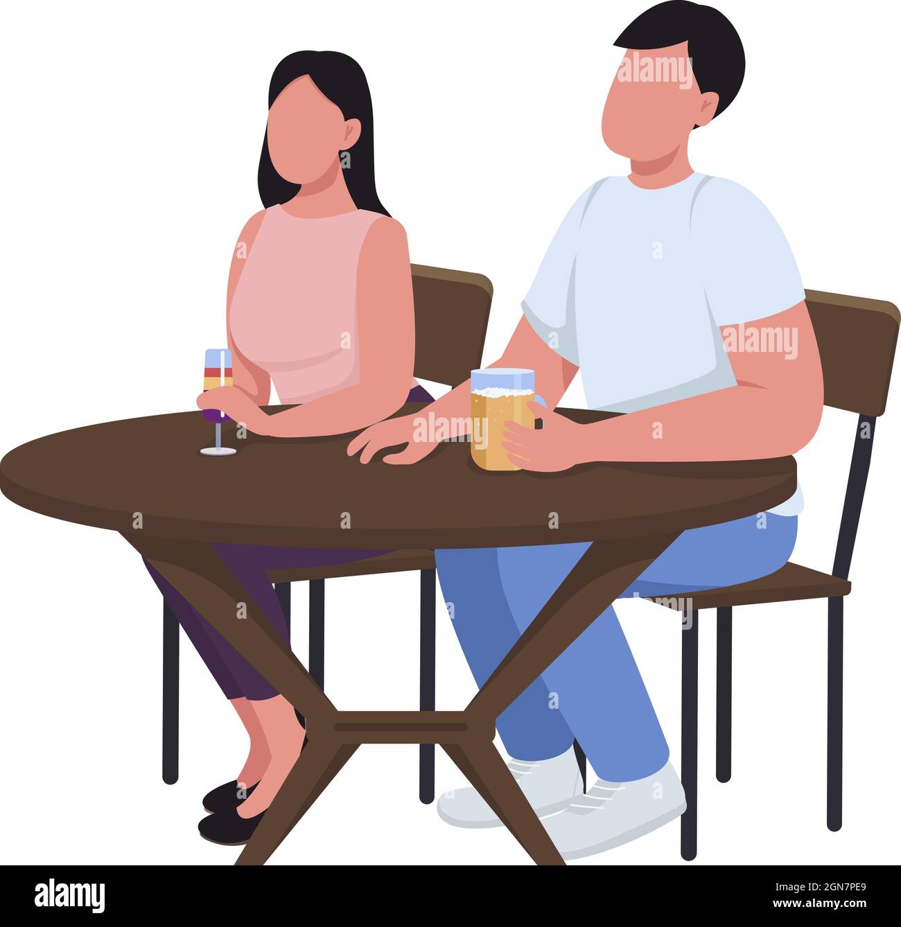 Couple at bar semi flat color vector characters Stock Vector