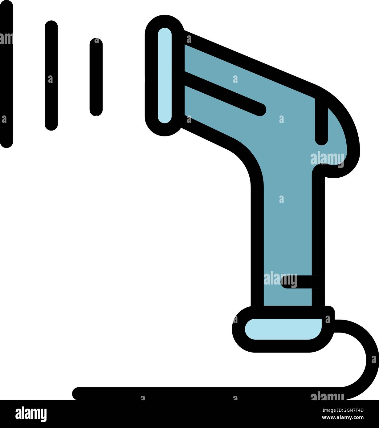 Data barcode scanner icon. Outline data barcode scanner vector icon color flat isolated Stock Vector