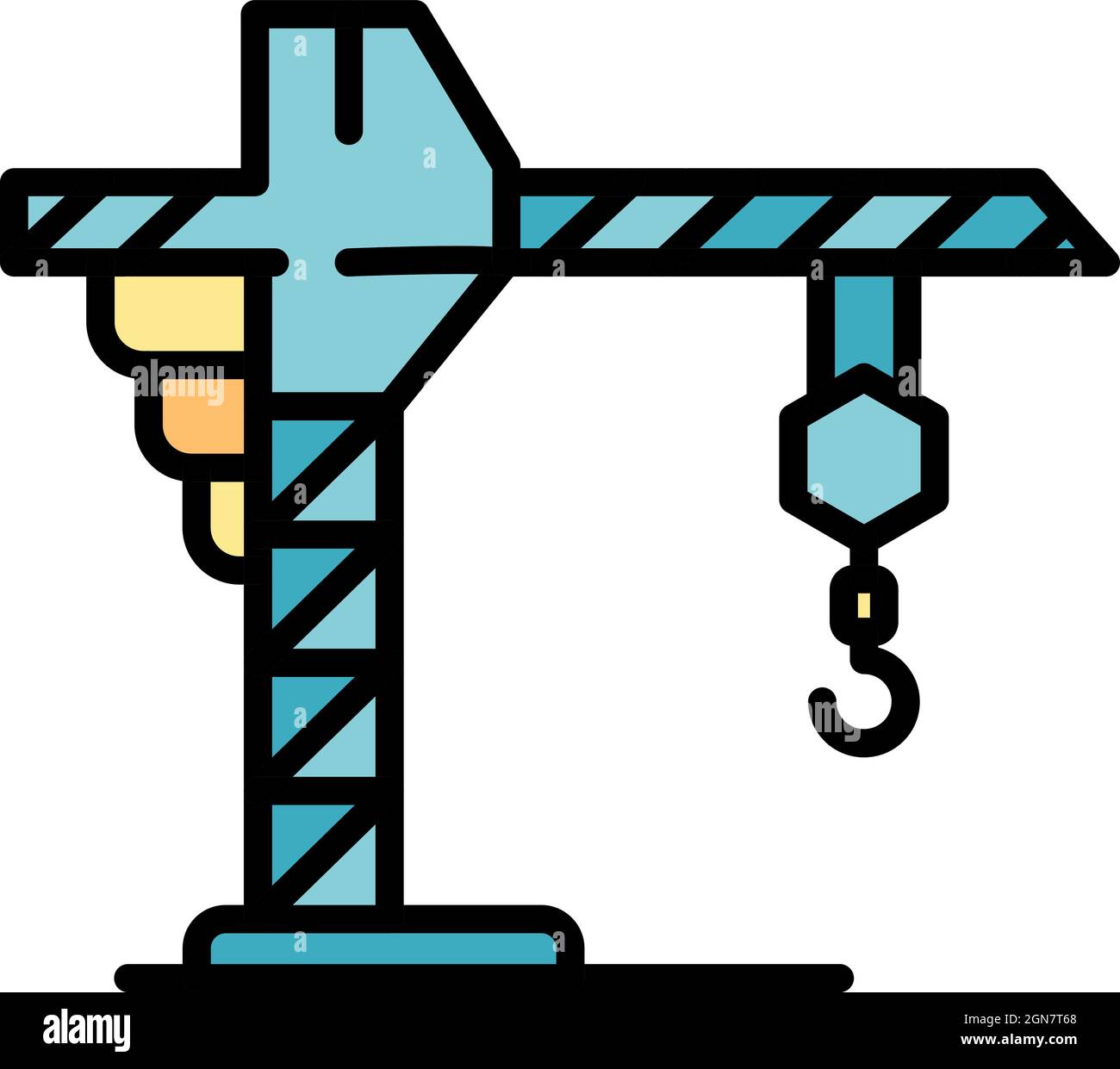 Crane icon. Outline crane vector icon color flat isolated Stock Vector