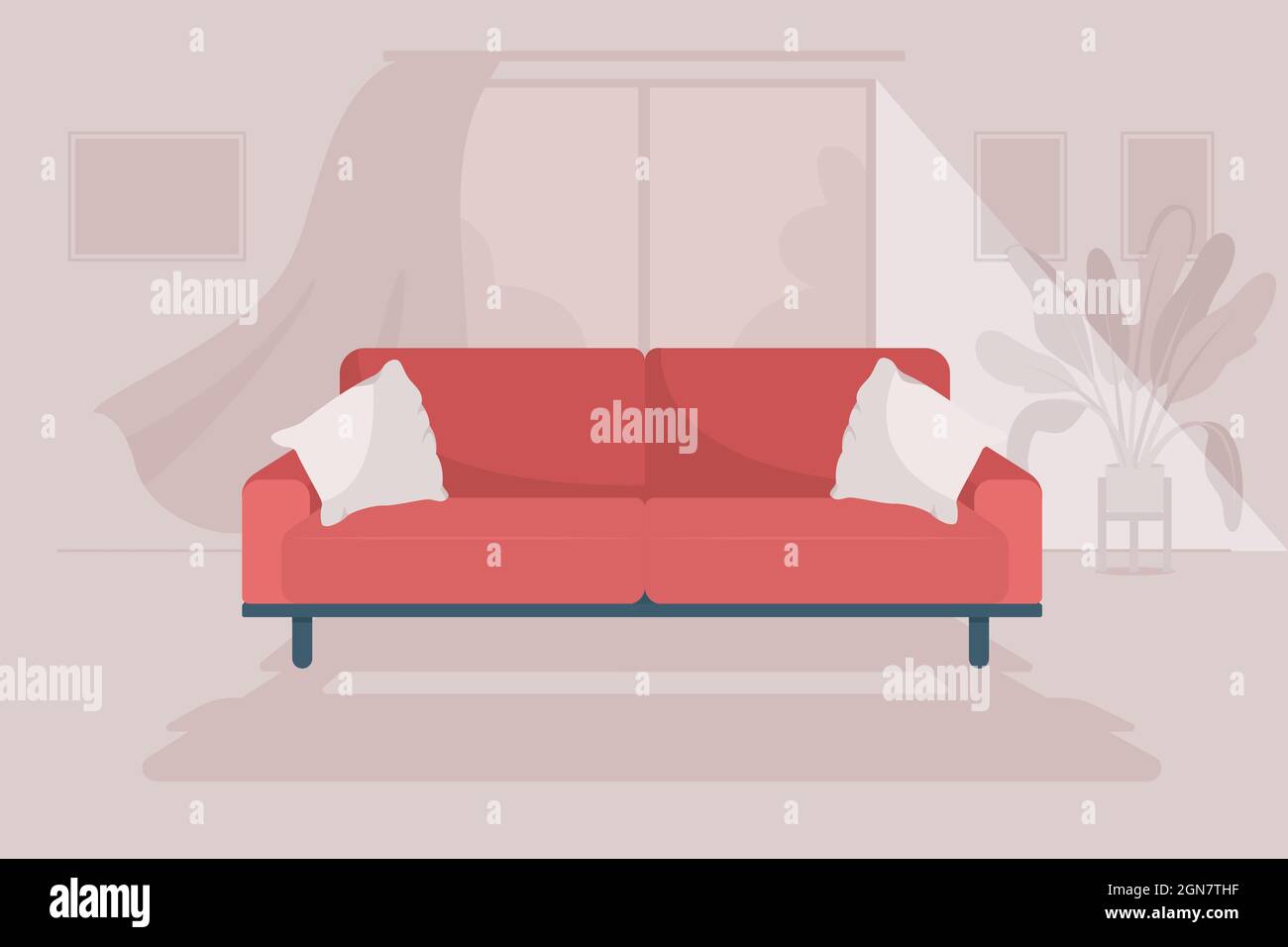 Cozy living room flat color vector illustration Stock Vector Image ...
