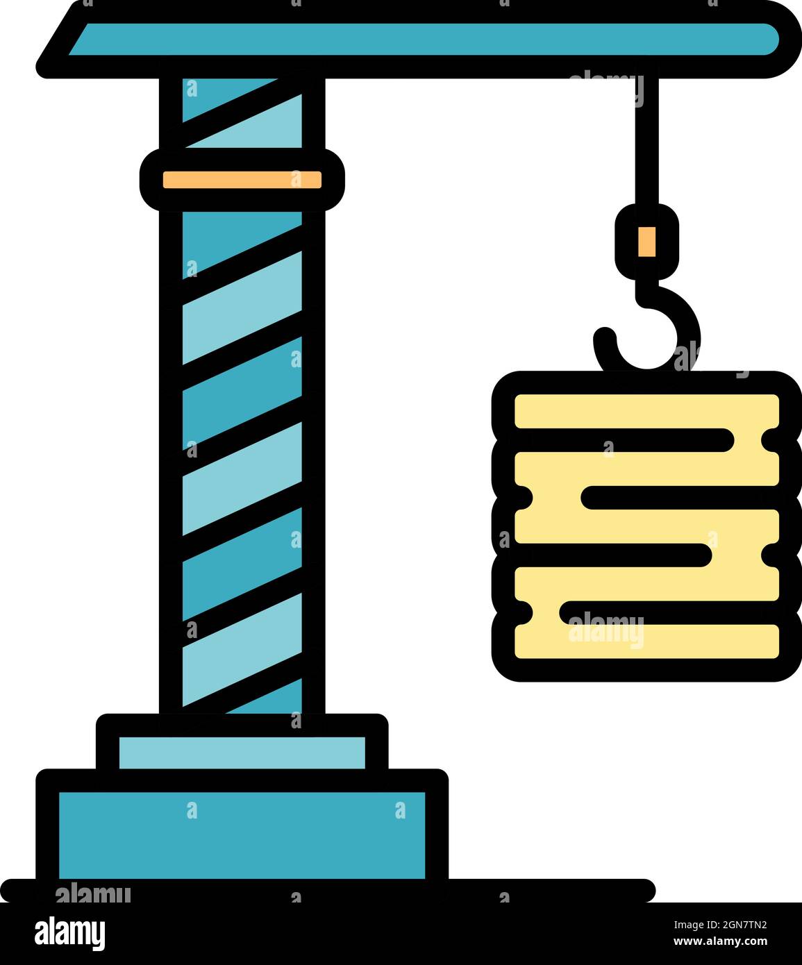 Rope crane icon. Outline rope crane vector icon color flat isolated ...