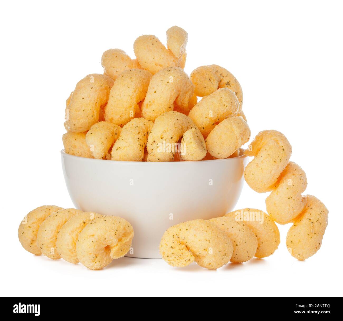 Cheese Ball Bonanza Powdery orange salty snack goodness. Yummy snack. Junk  food. Treat. Delicious background. Throwback food. Stock Photo