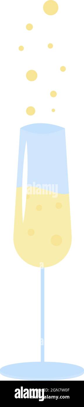 Sparkling wine glass semi flat color vector object Stock Vector