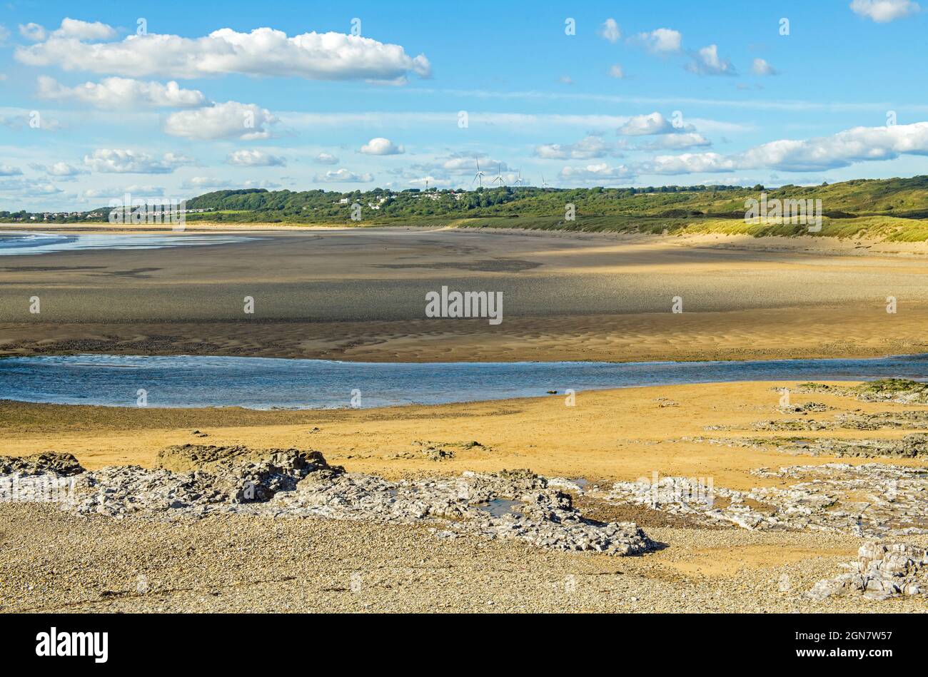 The River Ogmore appoaching the Bristol Channel on the South Wales Coast Stock Photo