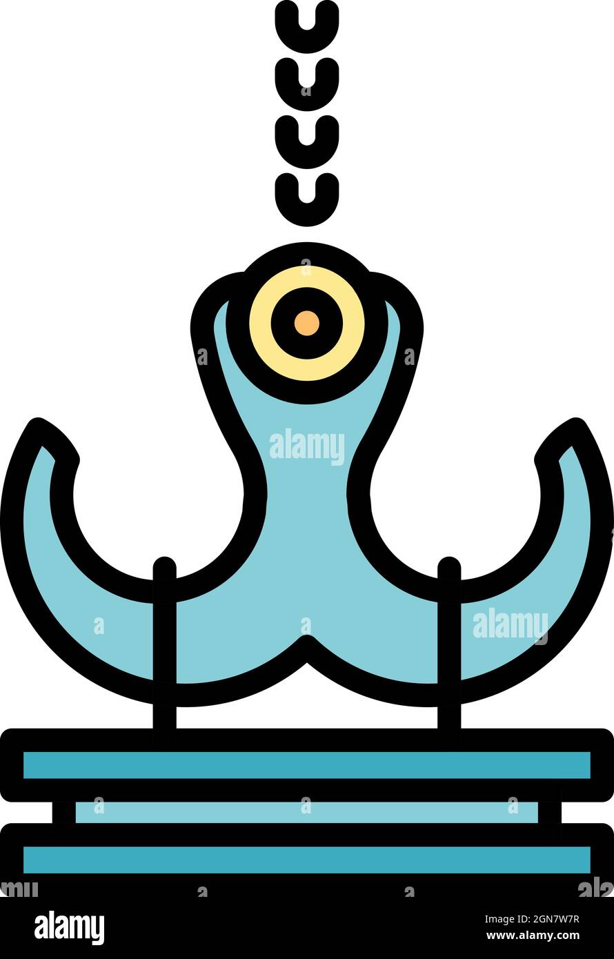Port crane icon. Outline port crane vector icon color flat isolated ...