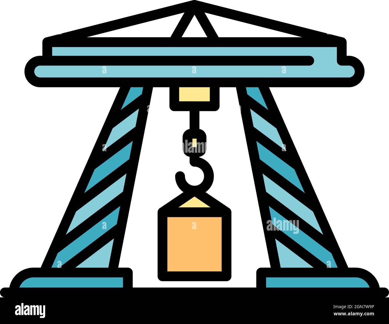 Sea port crane icon. Outline sea port crane vector icon color flat ...