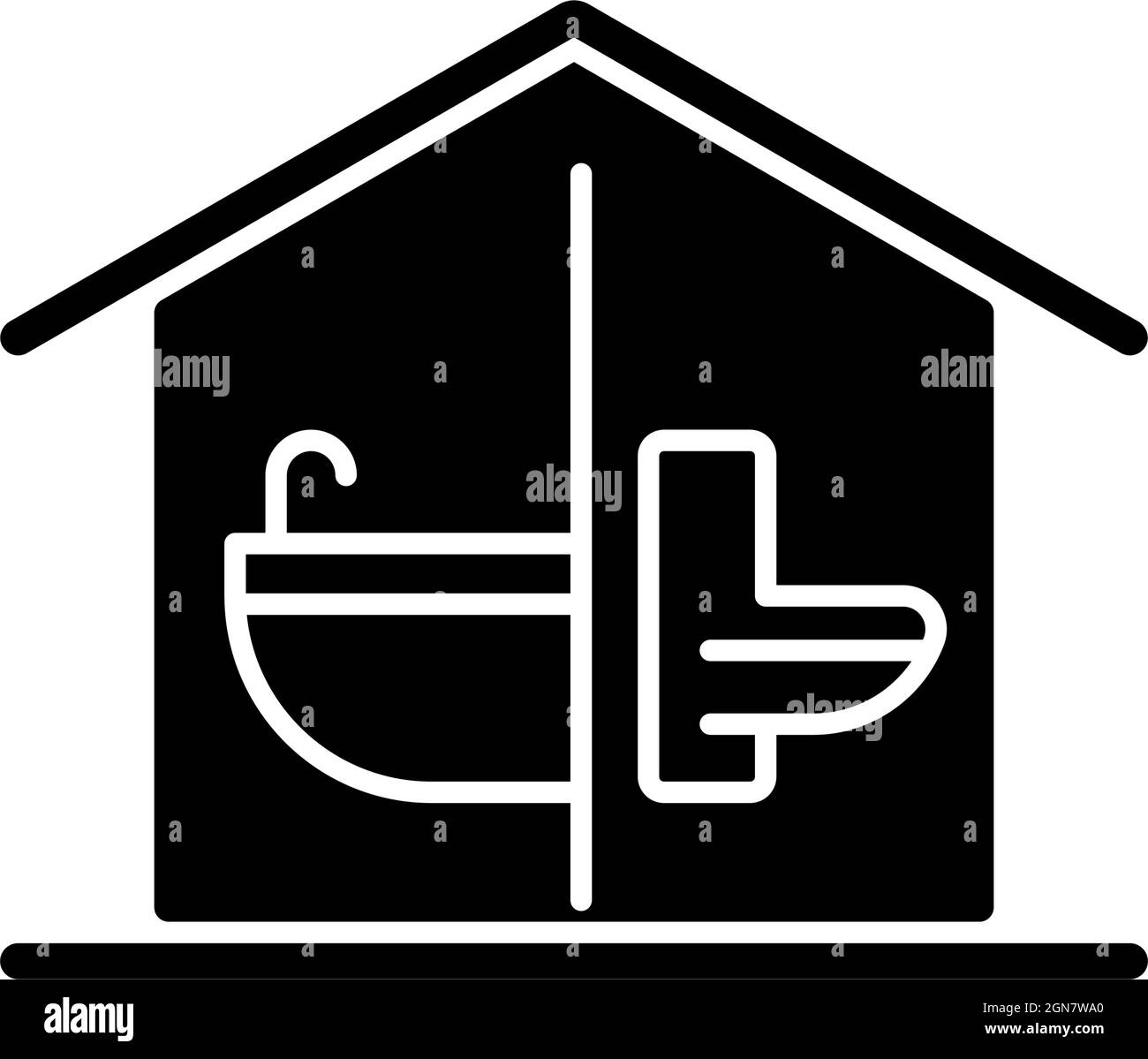 Sanitation facilities black glyph icon Stock Vector
