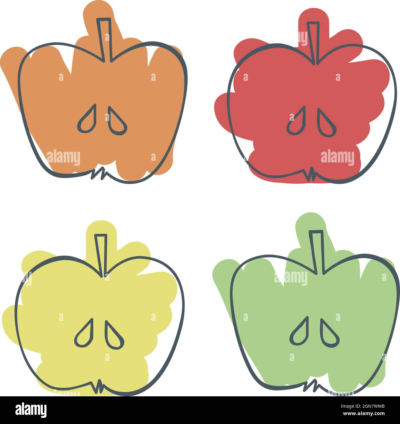 Outline apple - vector illustration Stock Vector
