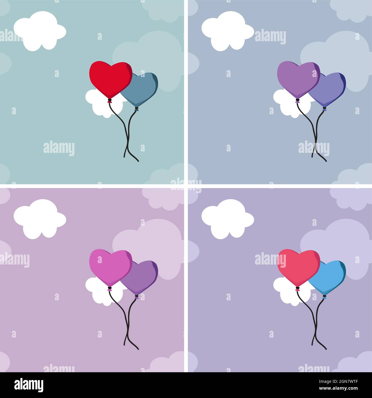 Heart balloons and clouds - vector background Stock Vector Image & Art ...