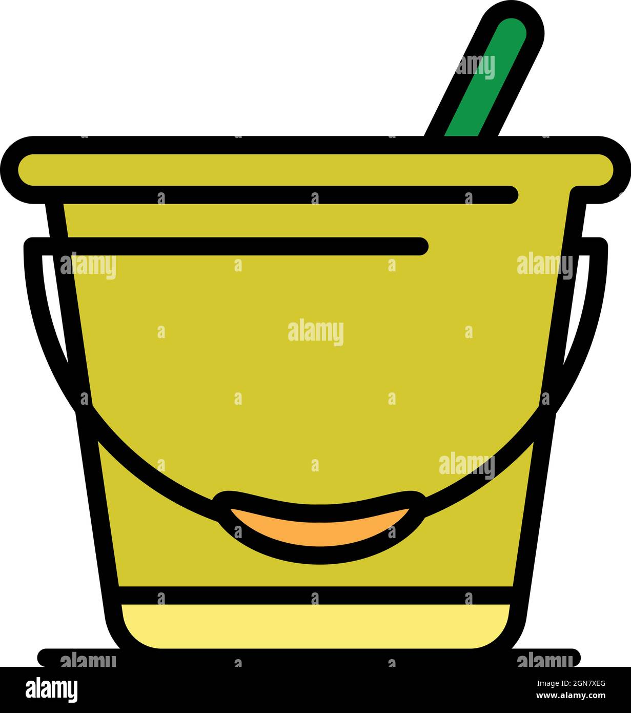 Metal bucket icon. Outline metal bucket vector icon color flat isolated
