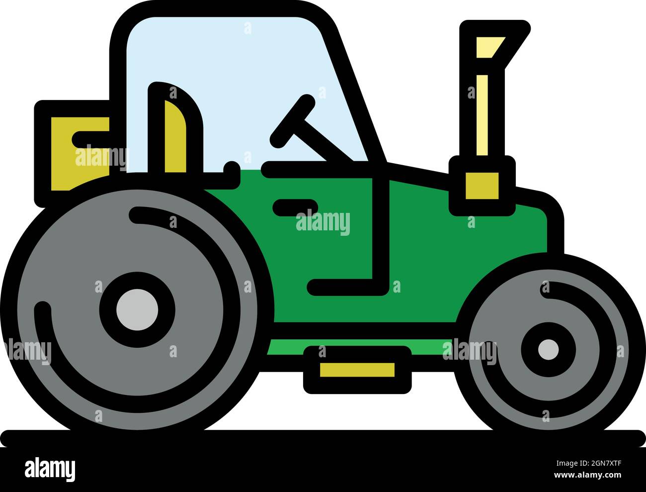 Farm tractor icon. Outline farm tractor vector icon color flat isolated Stock Vector