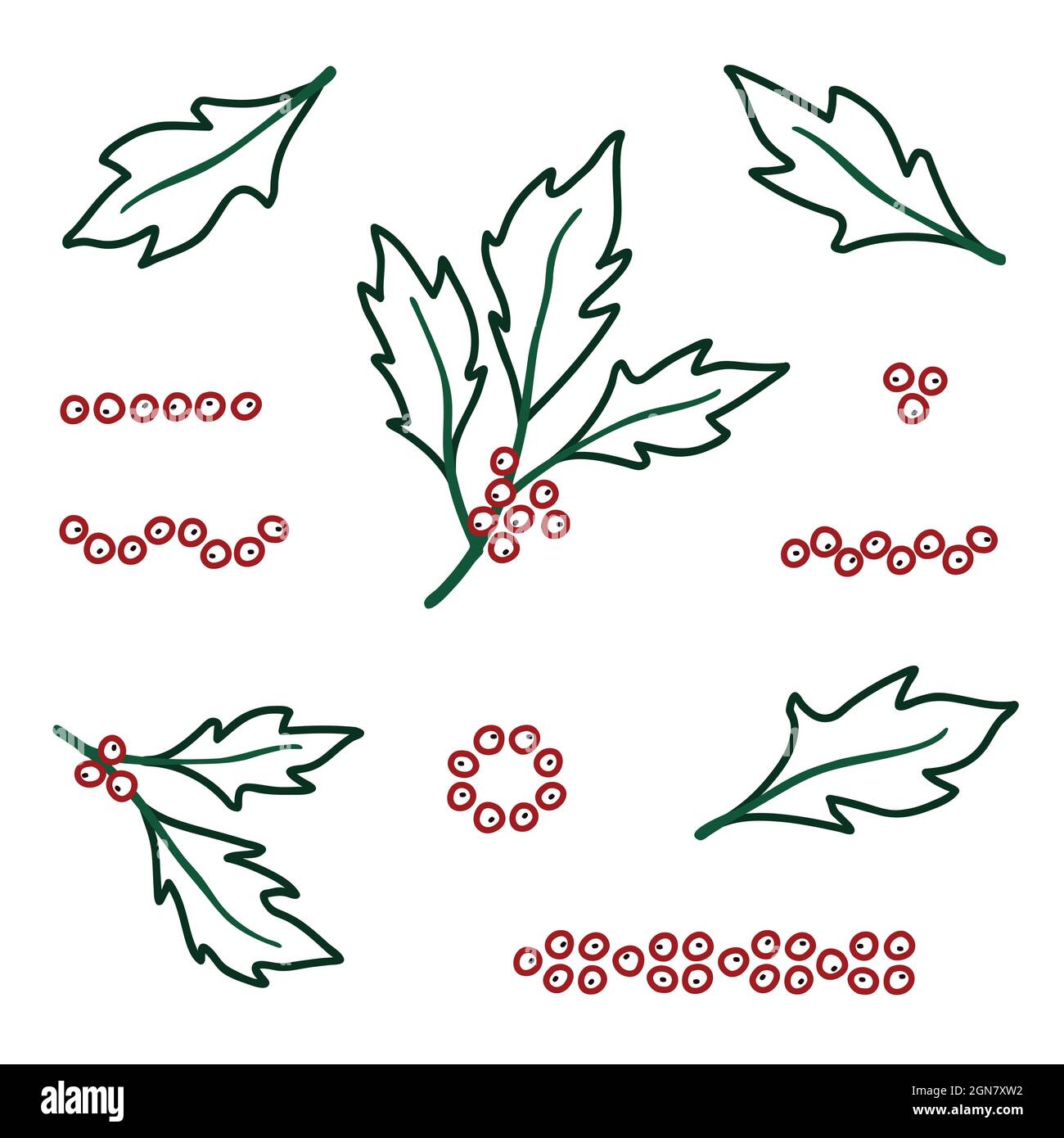 Outline holly tree set vector illustration Stock Vector Image & Art