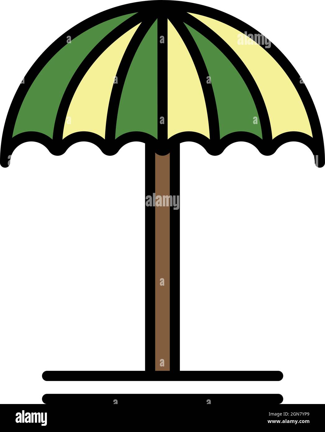 Beach umbrella icon. Outline beach umbrella vector icon color flat