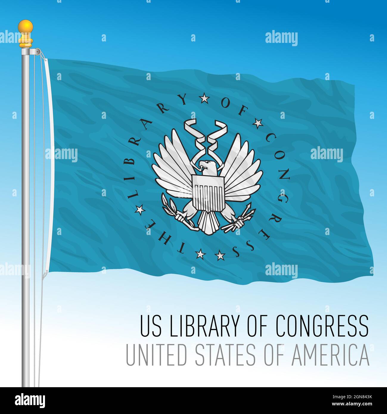 US Library of Congress flag, United states of America, vector ...