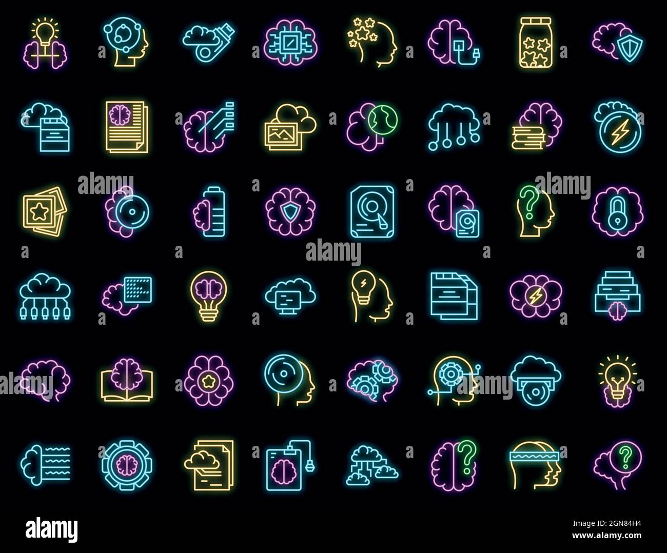 Memory icons set outline vector. Brain care. Awareness creative Stock Vector