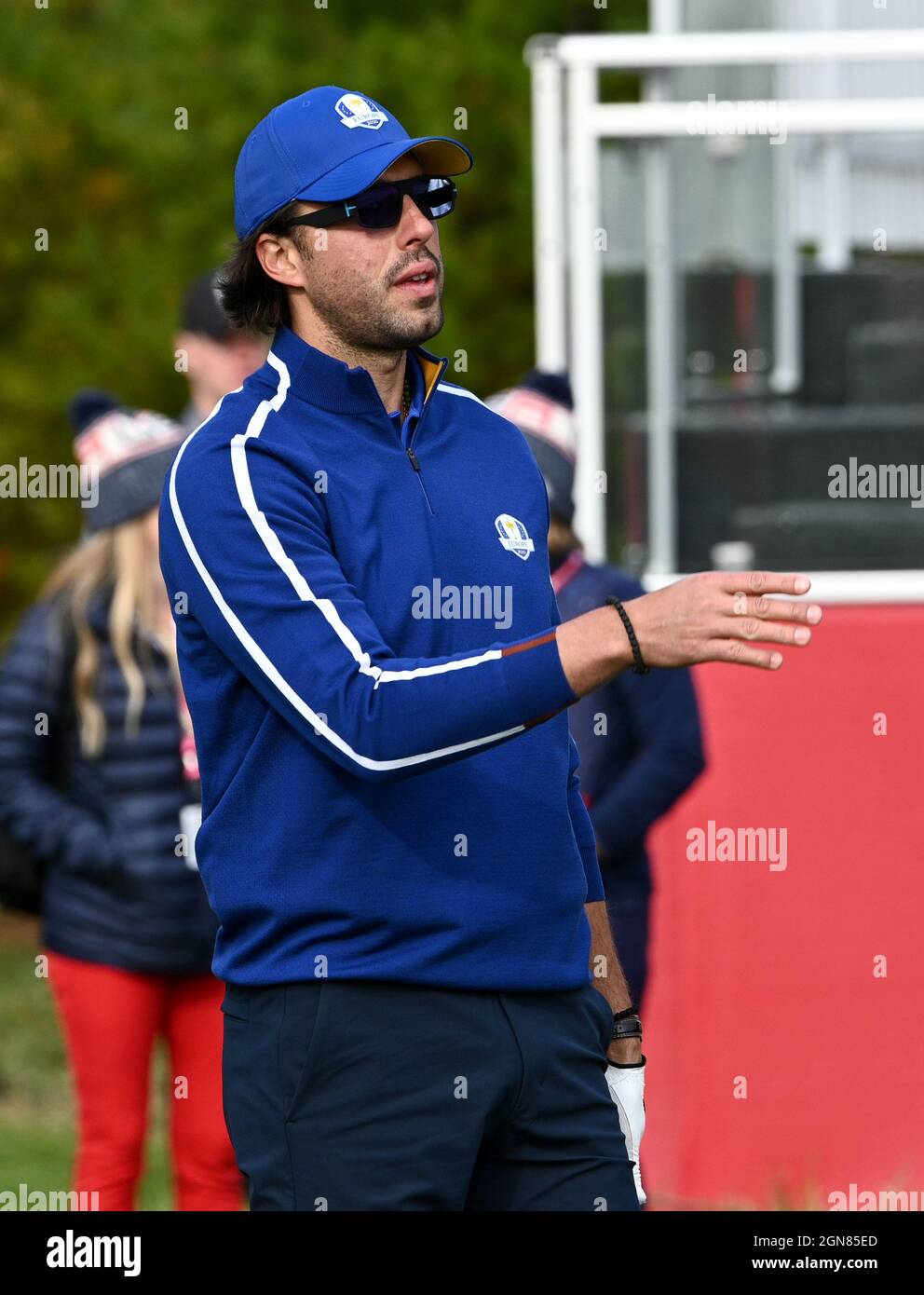Sasha Vujacic plays in the Celebrity Match during the fourth preview day of the 43rd Ryder Cup at Whistling Straits, Wisconsin. Picture date: Thursday September 23, 2021. Stock Photo