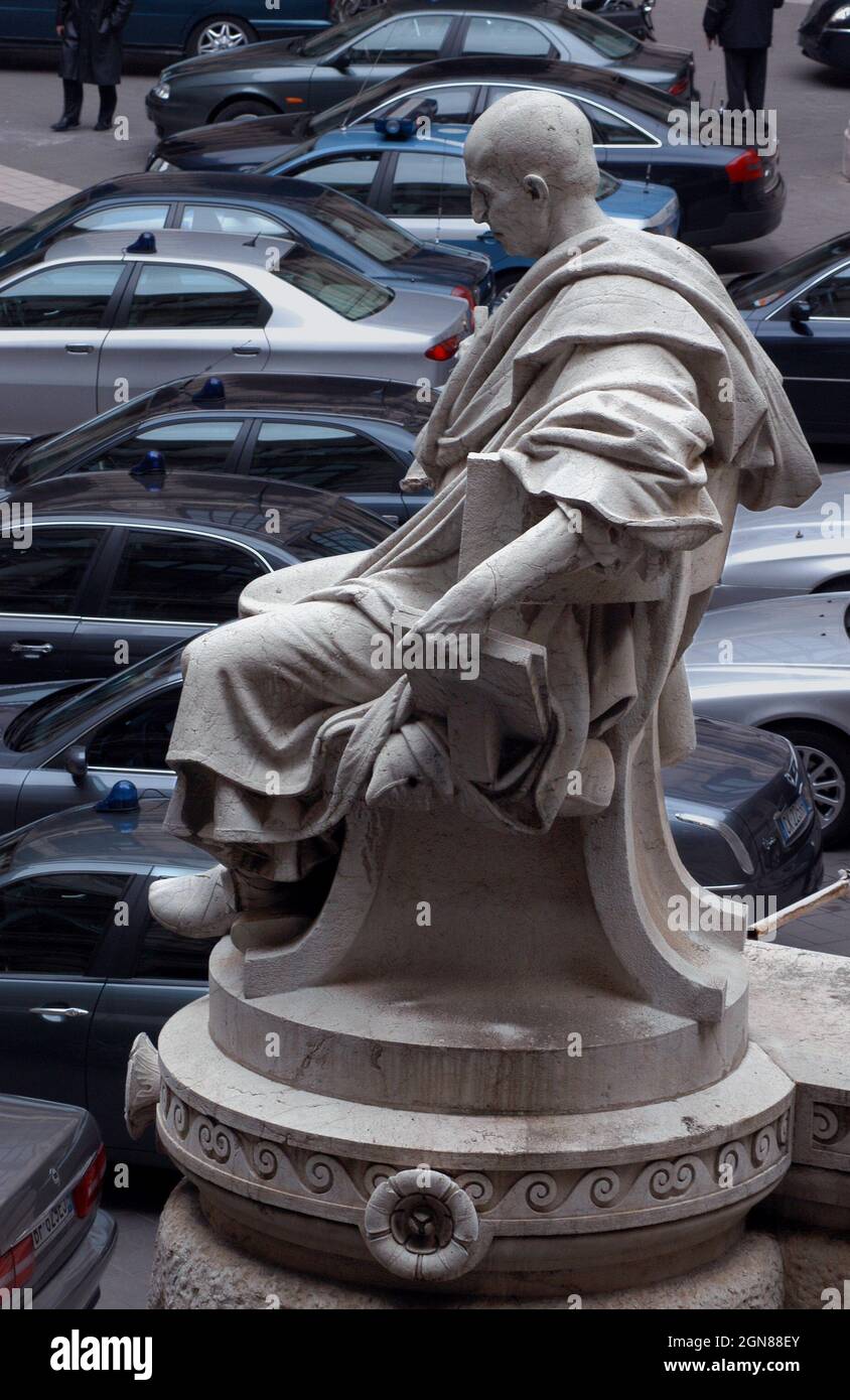Rome Italy, 12/01/2004: Statues of ancient jurists are seen in the ...