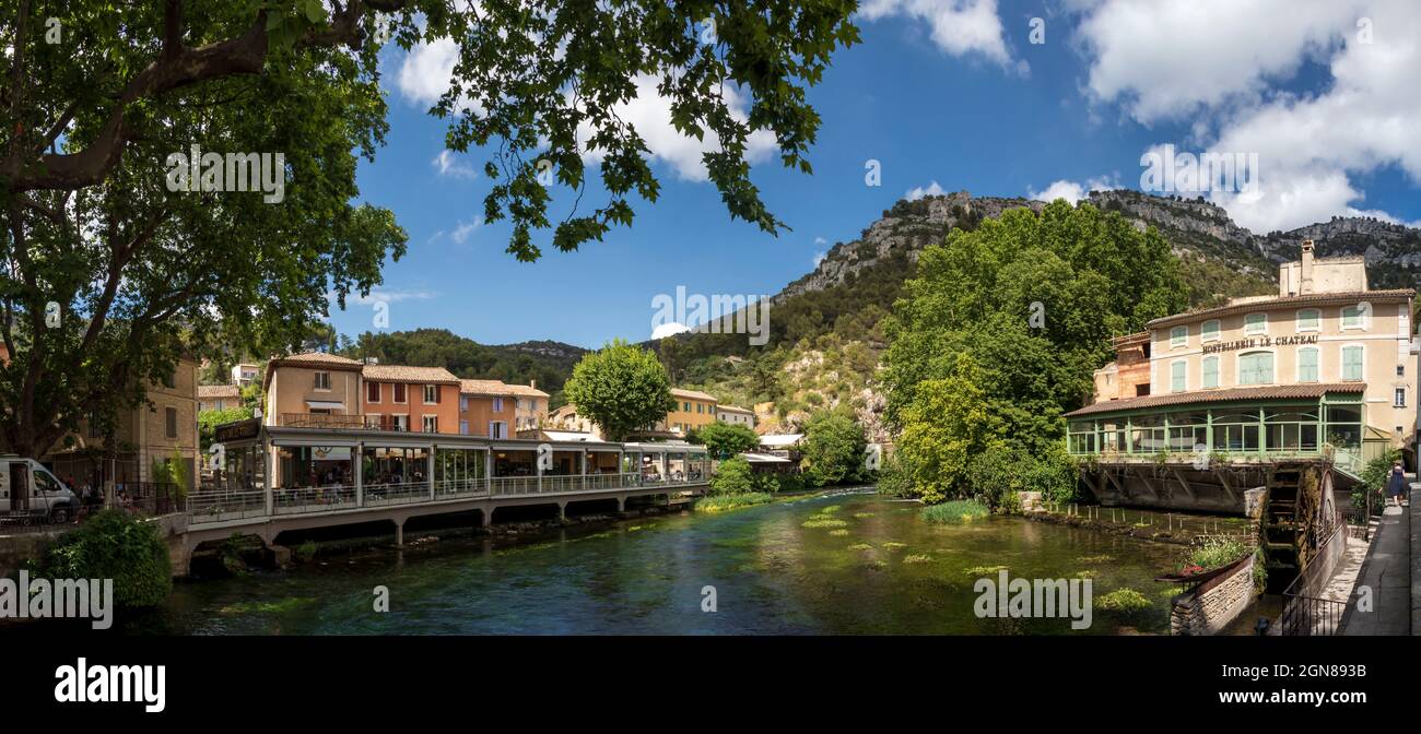 FontainedeVaucluse, France July, 2021 Panoramic view on Fontaine