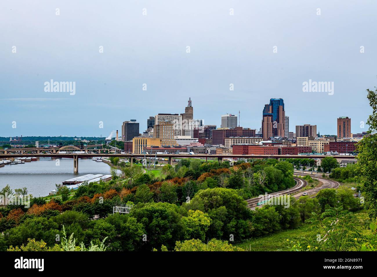 St. Paul Skyline from the Indian Mounds Lookout Stock Photo