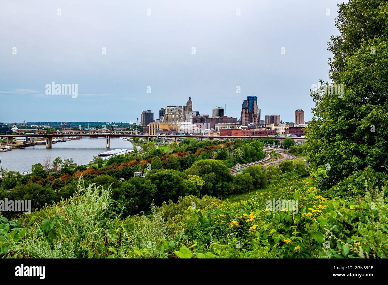 St. Paul Skyline from the Indian Mounds Lookout Stock Photo