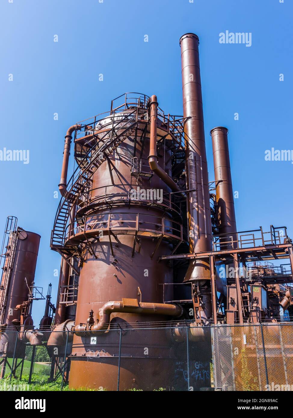 Outdoor structures at Gasworks Park in Seattle, Washington Stock Photo