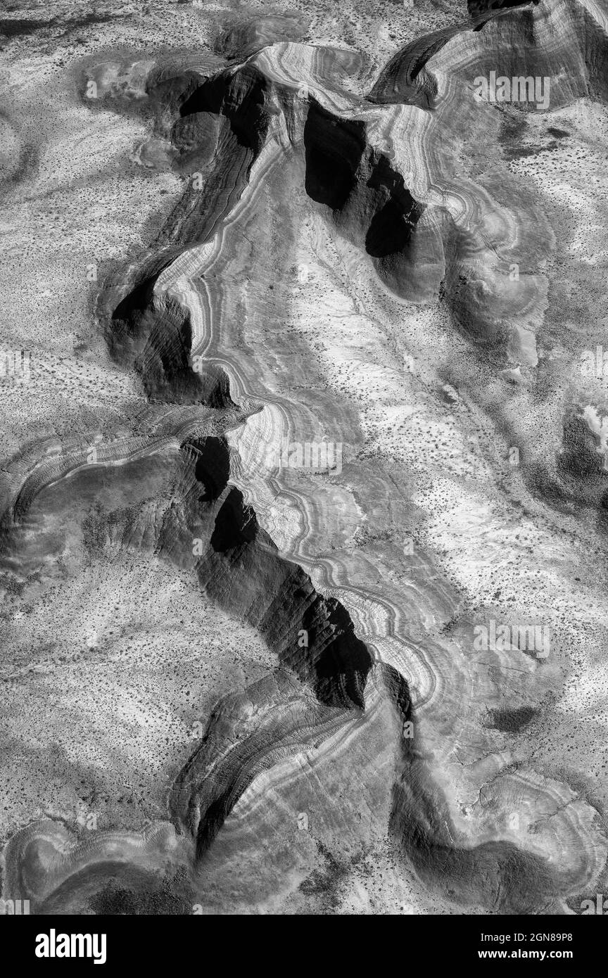 Aerial of badlands Black and White Stock Photos & Images - Alamy