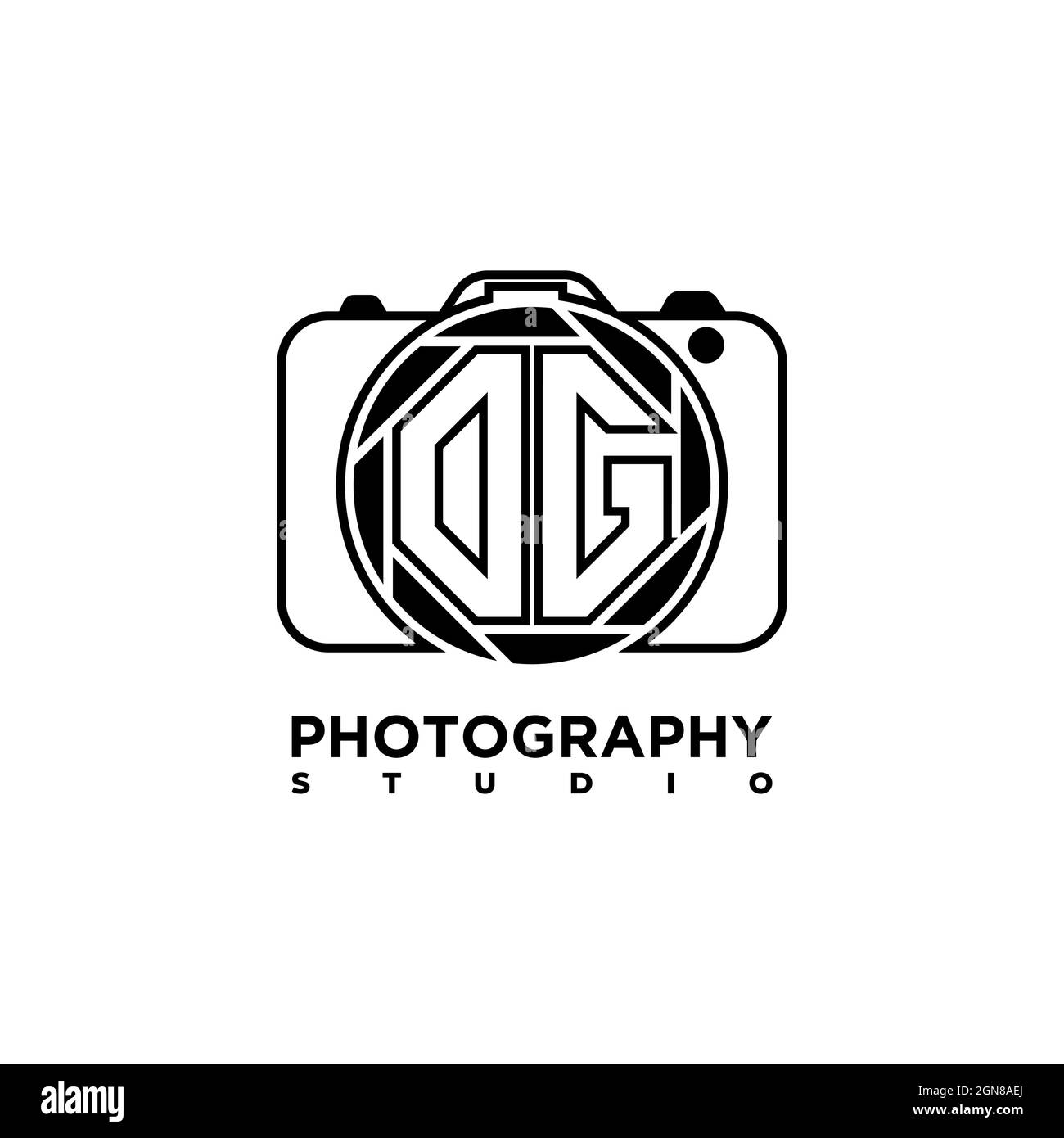 OG Logo letter Geometric Photograph Camera shape style template vector Stock Vector