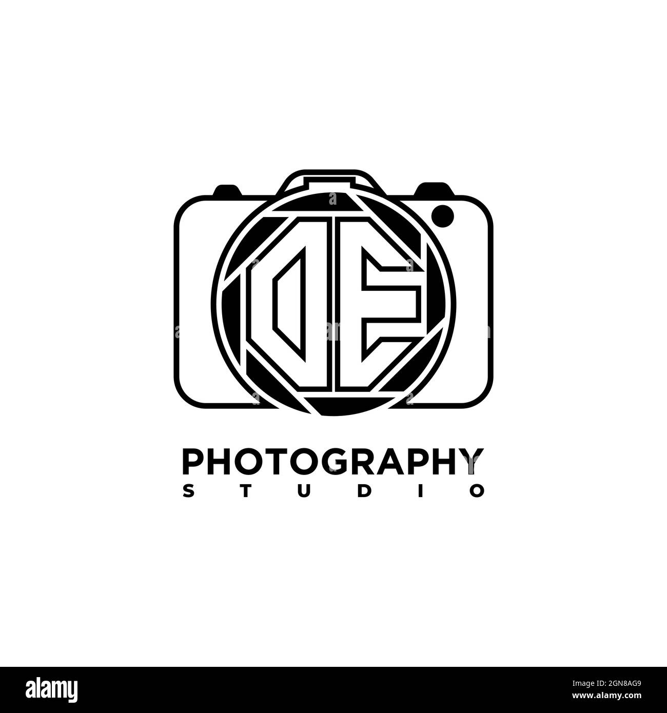 OE Logo letter Geometric Photograph Camera shape style template vector Stock Vector
