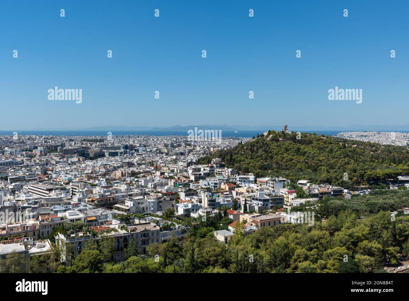 Acropolis, Athens Greece,July 27, 2017 Mount Lycabettus a view from the Acropolis at Athens Stock Photo