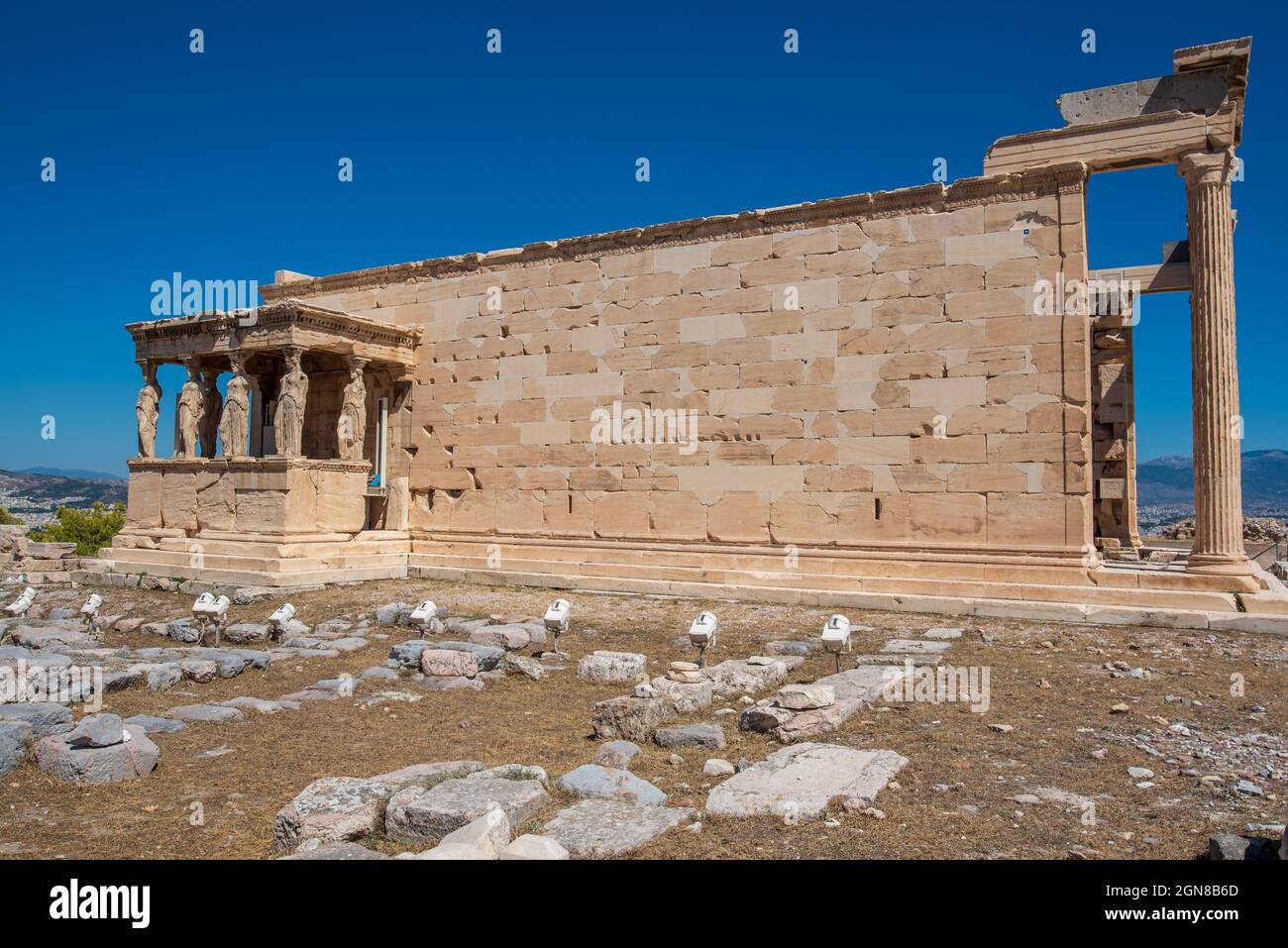Acropolis, Athens Greece,July 27, 2017   Temple of Athena Nike at the  Acropolis of Athens an ancient citadel archeologicall site above the city of at Stock Photo