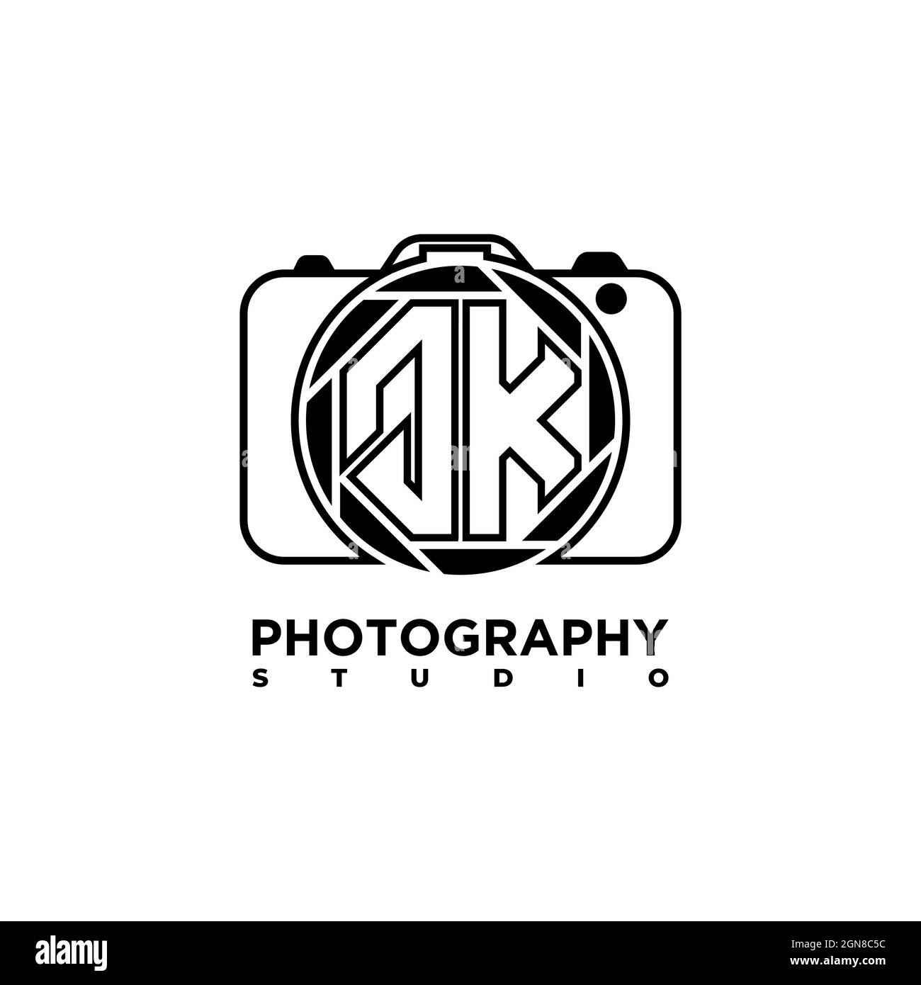 QK Logo letter Geometric Photograph Camera shape style template vector Stock Vector