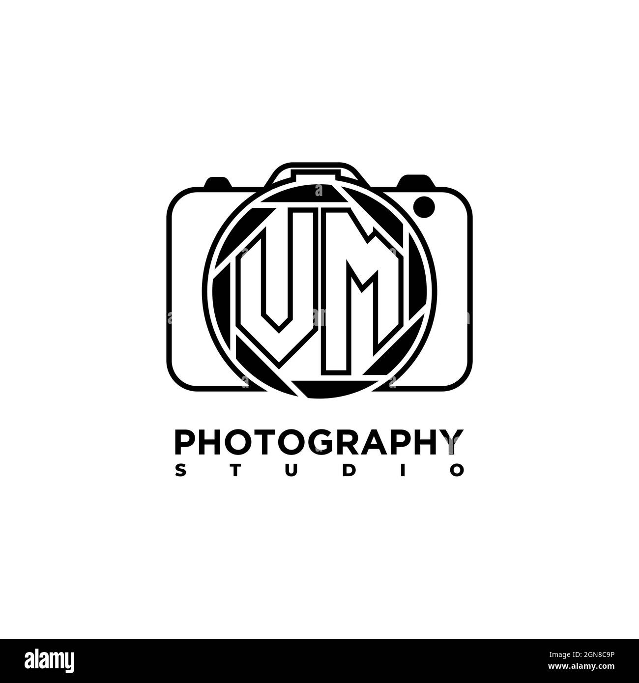 VM Logo letter Geometric Photograph Camera shape style template vector Stock Vector