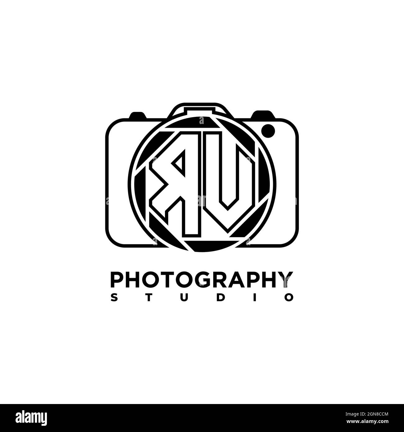 RV Logo letter Geometric Photograph Camera shape style template vector Stock Vector