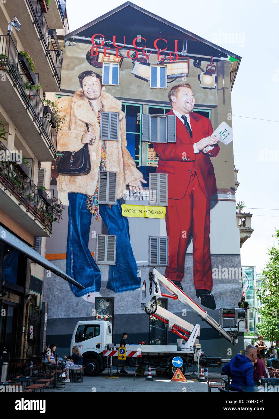 Milan, Italy - June 30: View of the Belowed show; the murales of Harry and  James Corden by Harmony Korine at Gucci Wall of Milan on June 30, 2021  Stock Photo - Alamy