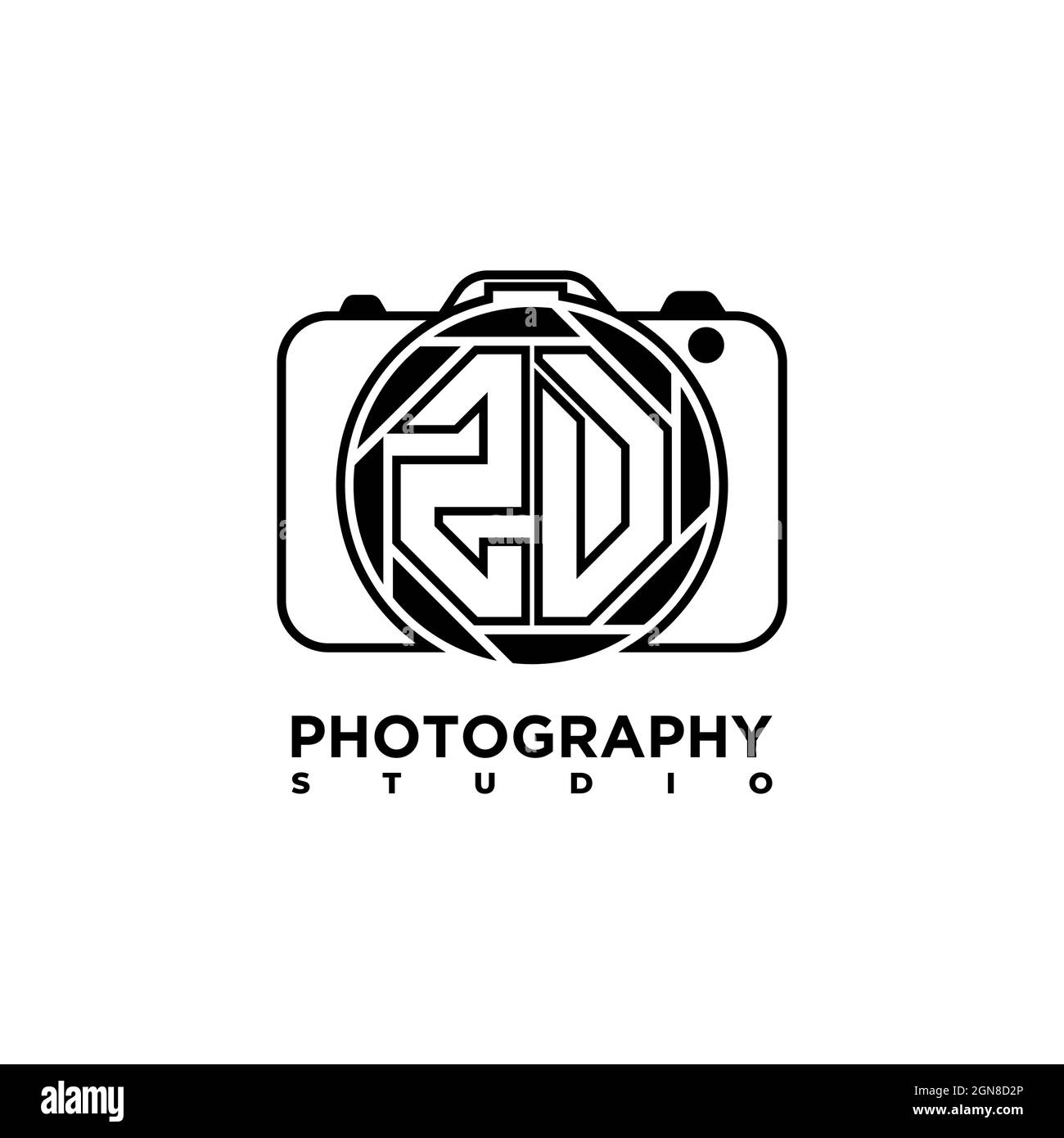 ZD Logo letter Geometric Photograph Camera shape style template vector Stock Vector