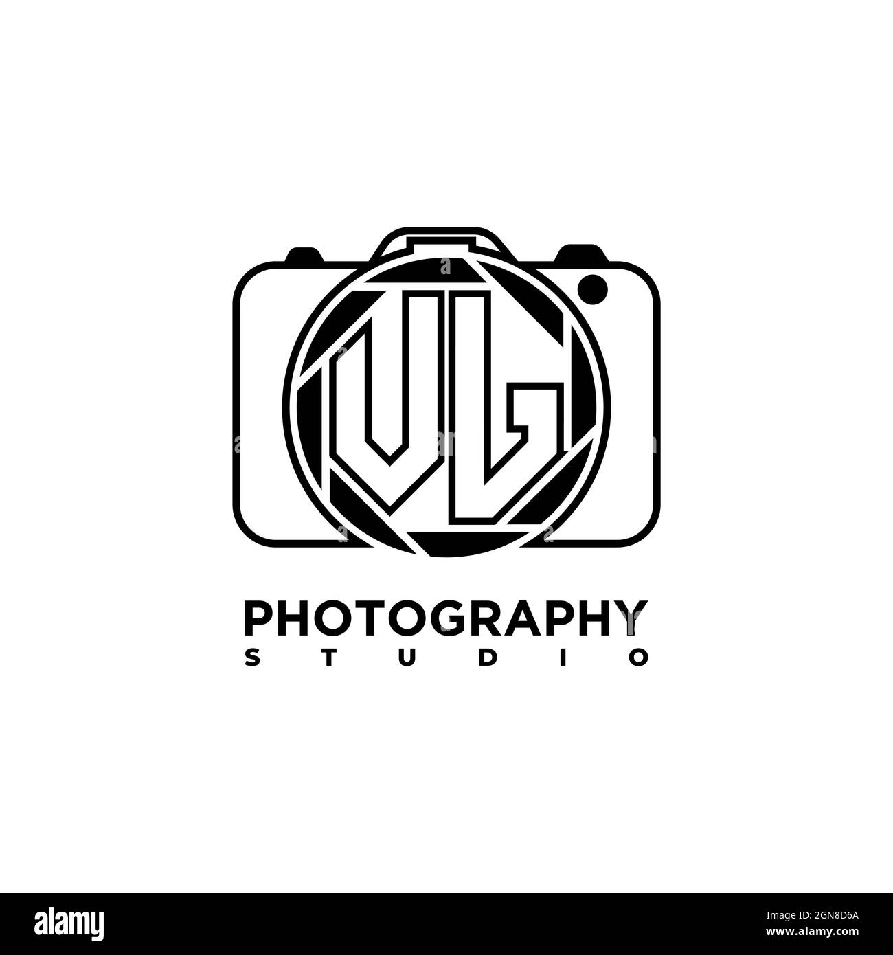 VJ Logo letter Geometric Photograph Camera shape style template vector Stock Vector