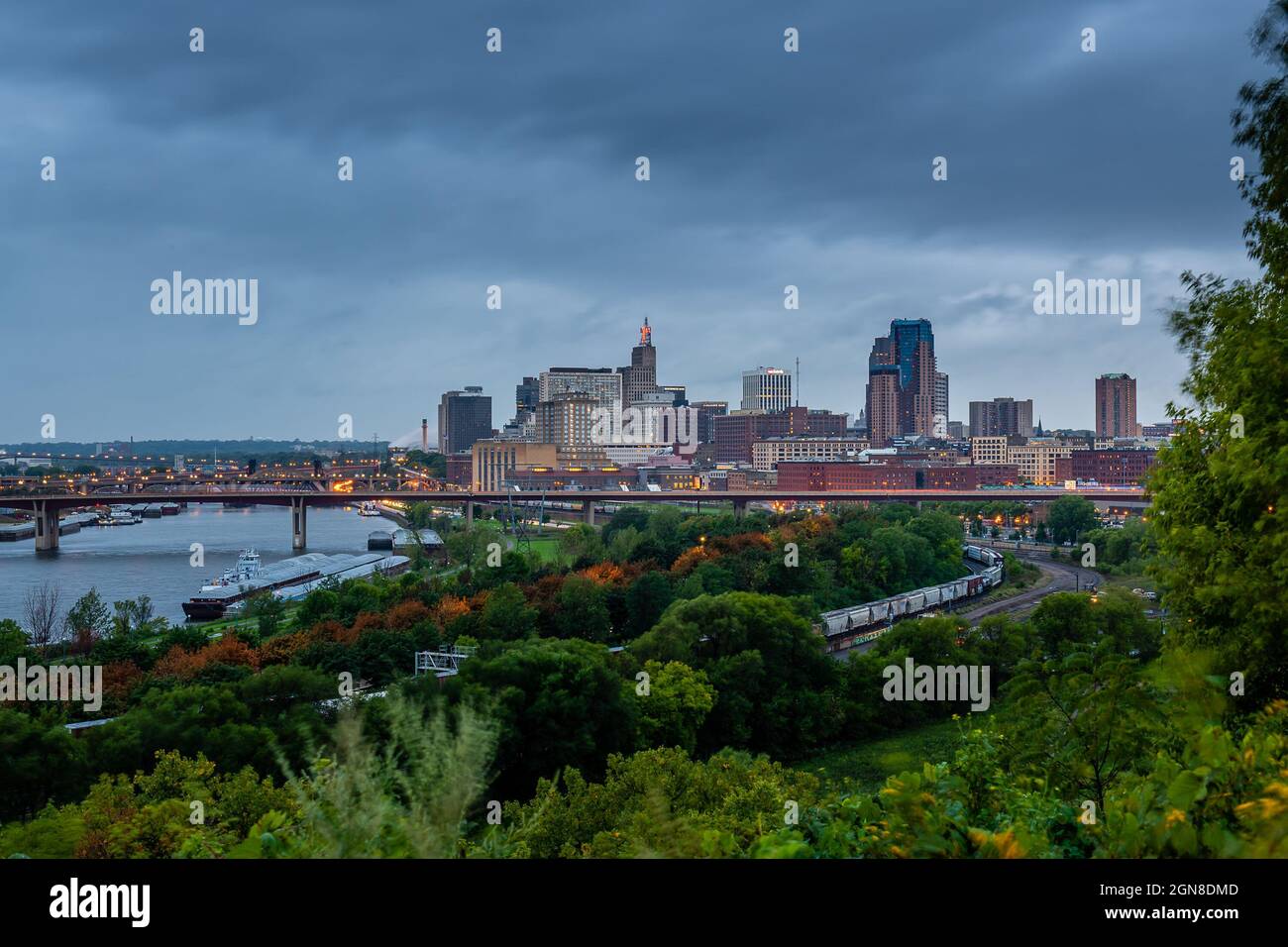 St. Paul Skyline from the Indian Mounds Lookout Stock Photo