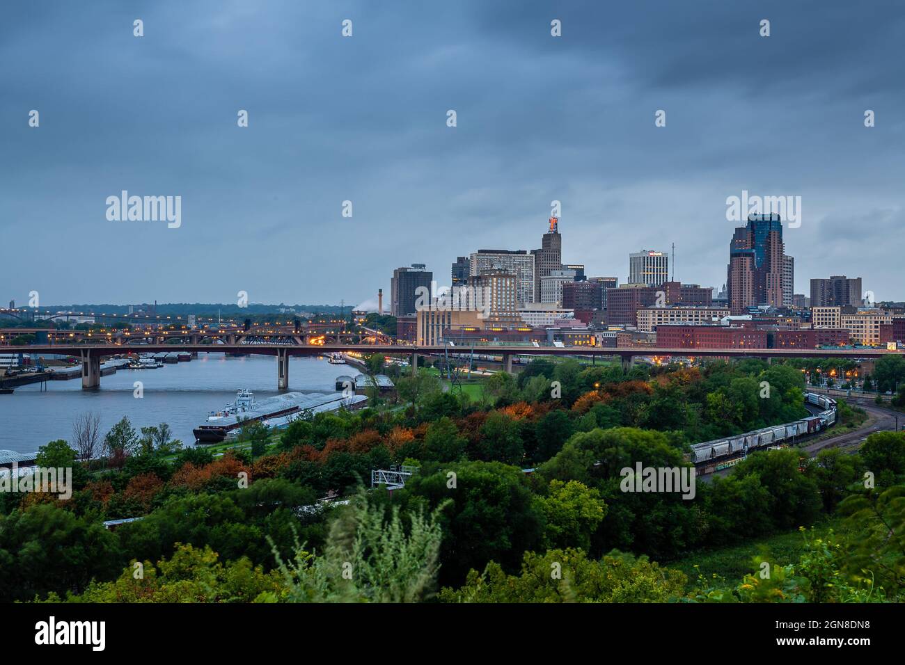 St. Paul Skyline from the Indian Mounds Lookout Stock Photo
