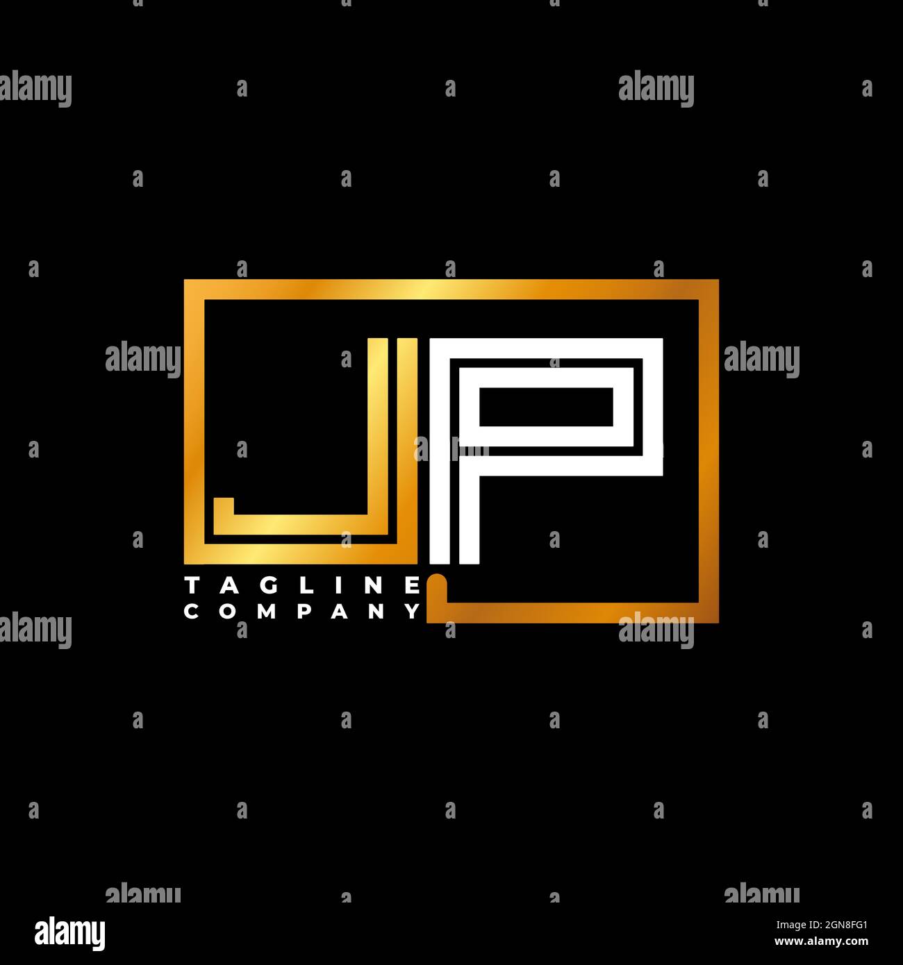 Jp Logo Letter Monogram Shape Line Golden Vector Template. Business 